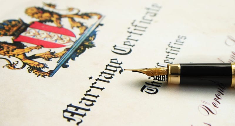 Marriage certificate